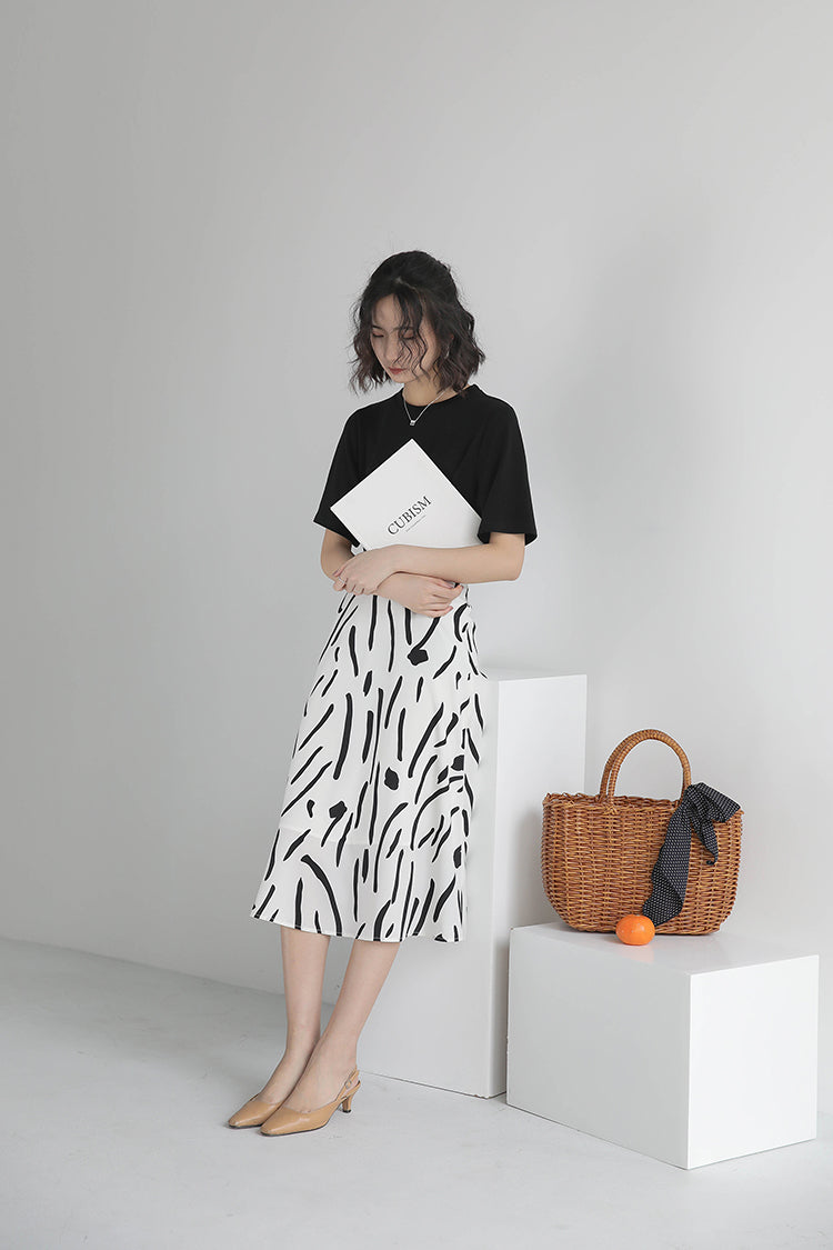 Helen geometric shape A-line skirt