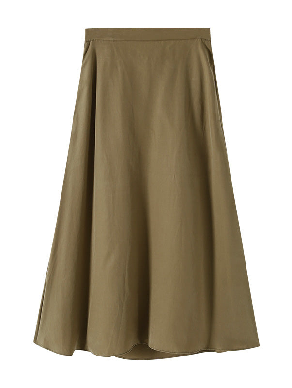 Amanda A-line soft tercel Midi skirt back elastic waistband