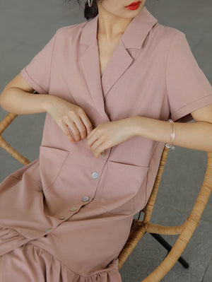 Amelia Pink Coral Button Dress